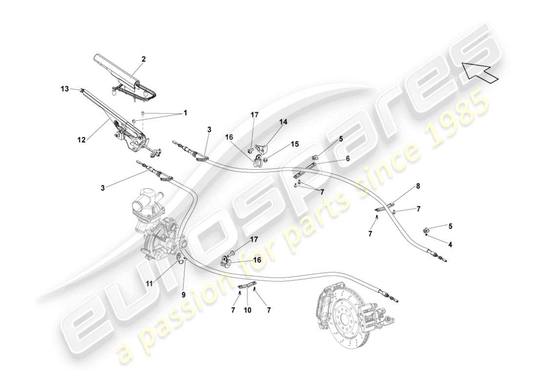 lamborghini lp550-2 spyder (2011) brake lever parts diagram