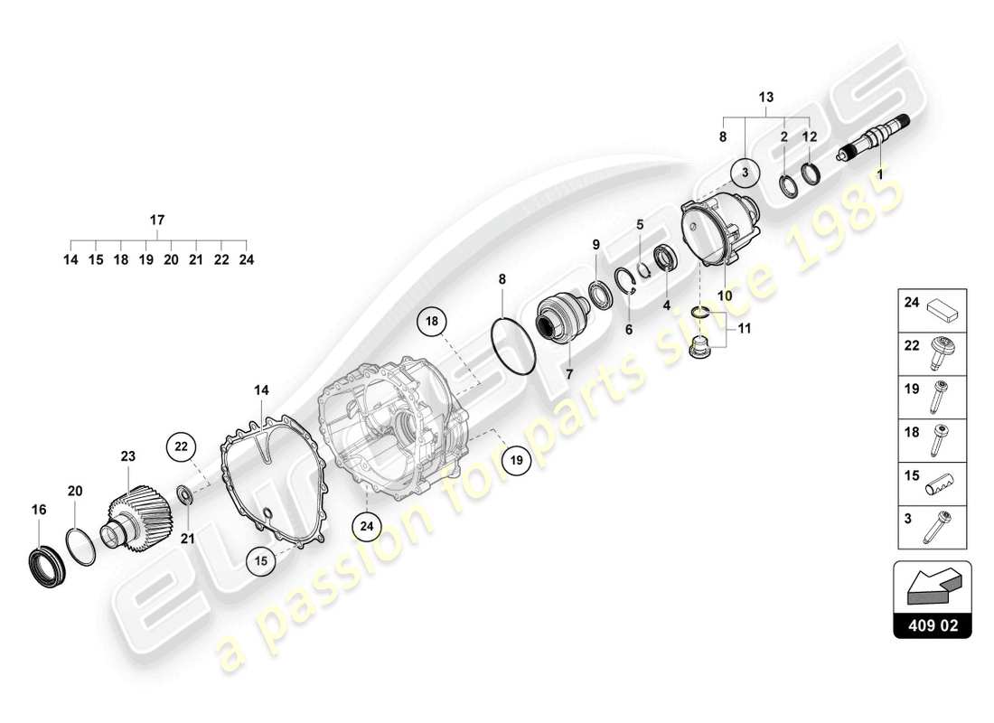 lamborghini urus (2022) differential front parts diagram