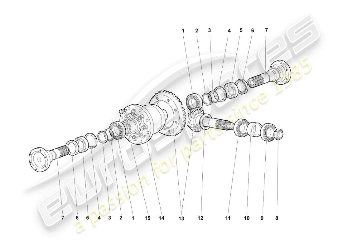 lamborghini reventon differential with crown wheel and pinion front part diagram