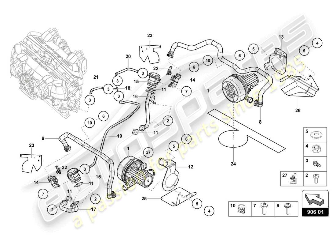 lamborghini sian roadster (2021) secondary air pump part diagram