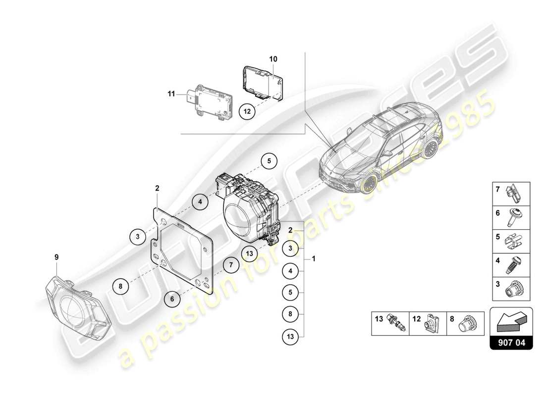 lamborghini urus (2022) radar sensor parts diagram