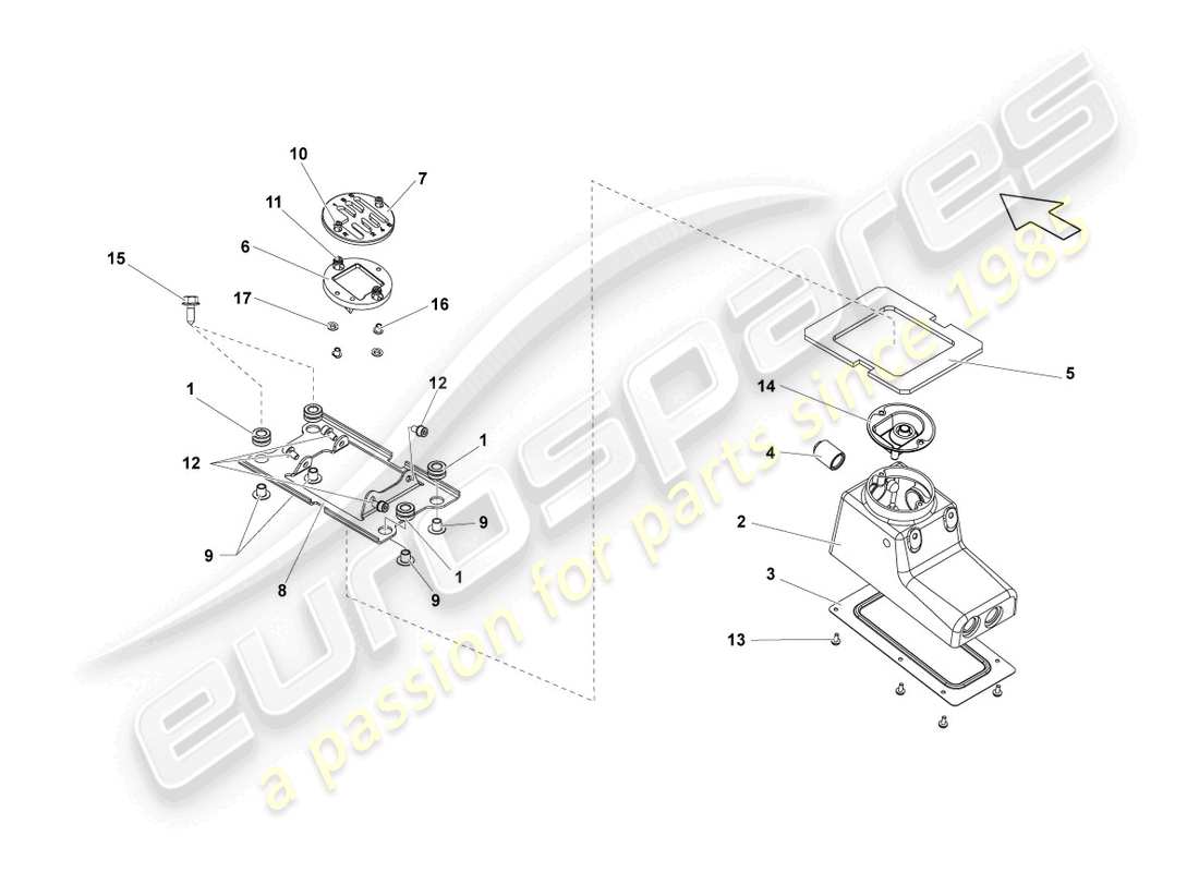 lamborghini lp550-2 spyder (2010) selector housing part diagram