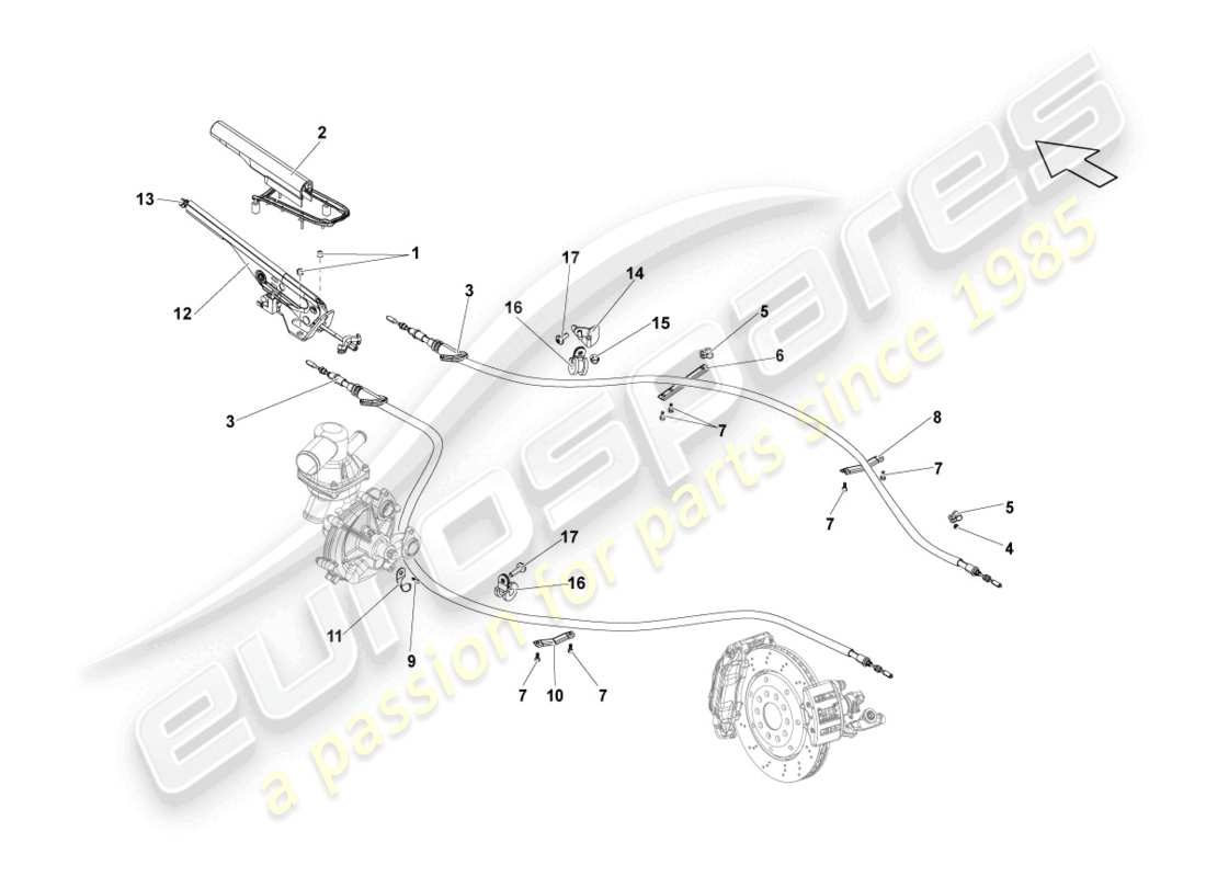 lamborghini superleggera (2008) brake lever part diagram