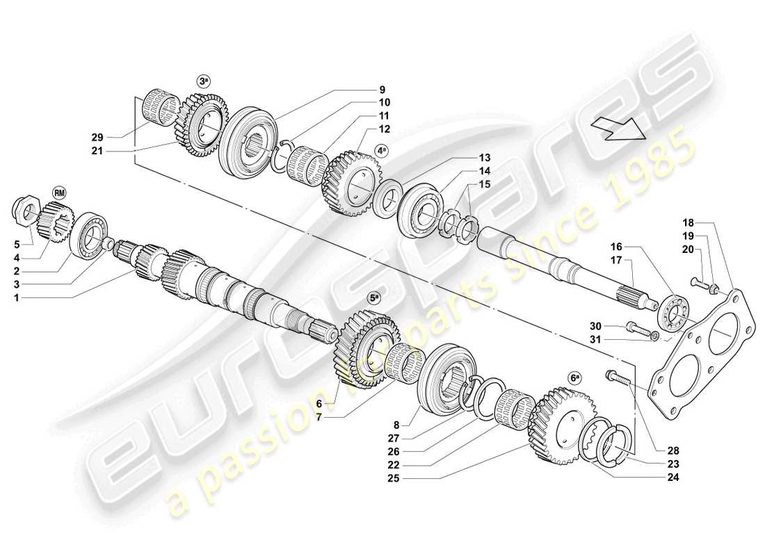 lamborghini lp550-2 spyder (2010) input shaft part diagram