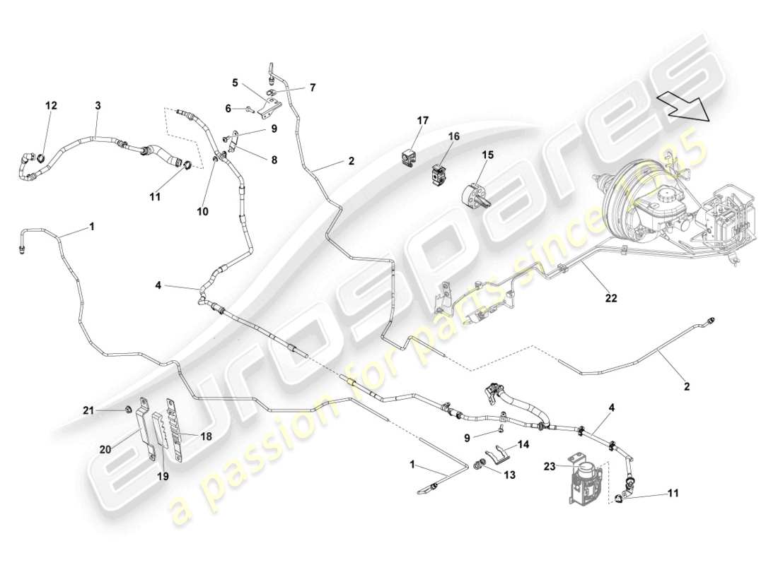 lamborghini lp550-2 spyder (2010) brake pipe part diagram