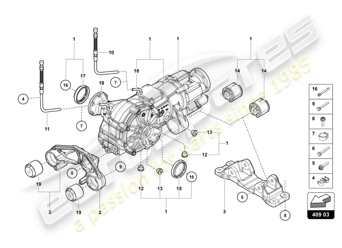 lamborghini lp700-4 roadster (2015) front axle differential with visco clutch parts diagram