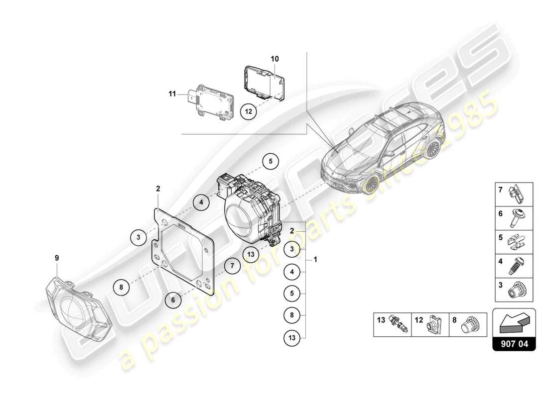 lamborghini urus (2019) radar sensor part diagram