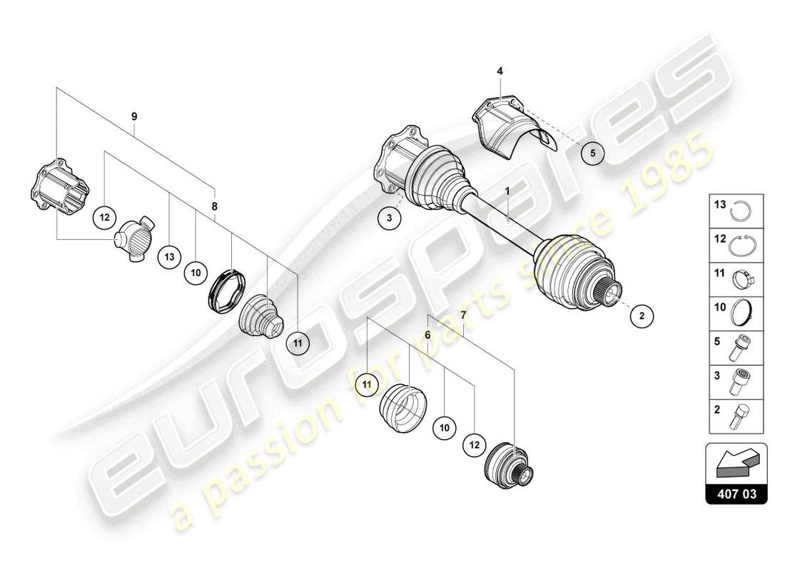 lamborghini urus (2022) drive shaft parts diagram
