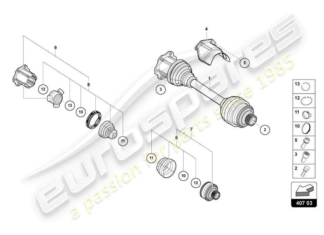 lamborghini urus (2019) drive shaft part diagram