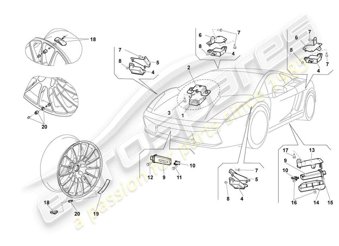 lamborghini lp550-2 spyder (2014) control unit for tyre pressure control part diagram