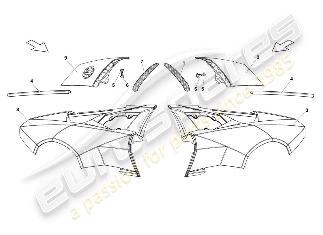 lamborghini reventon side part rear part diagram