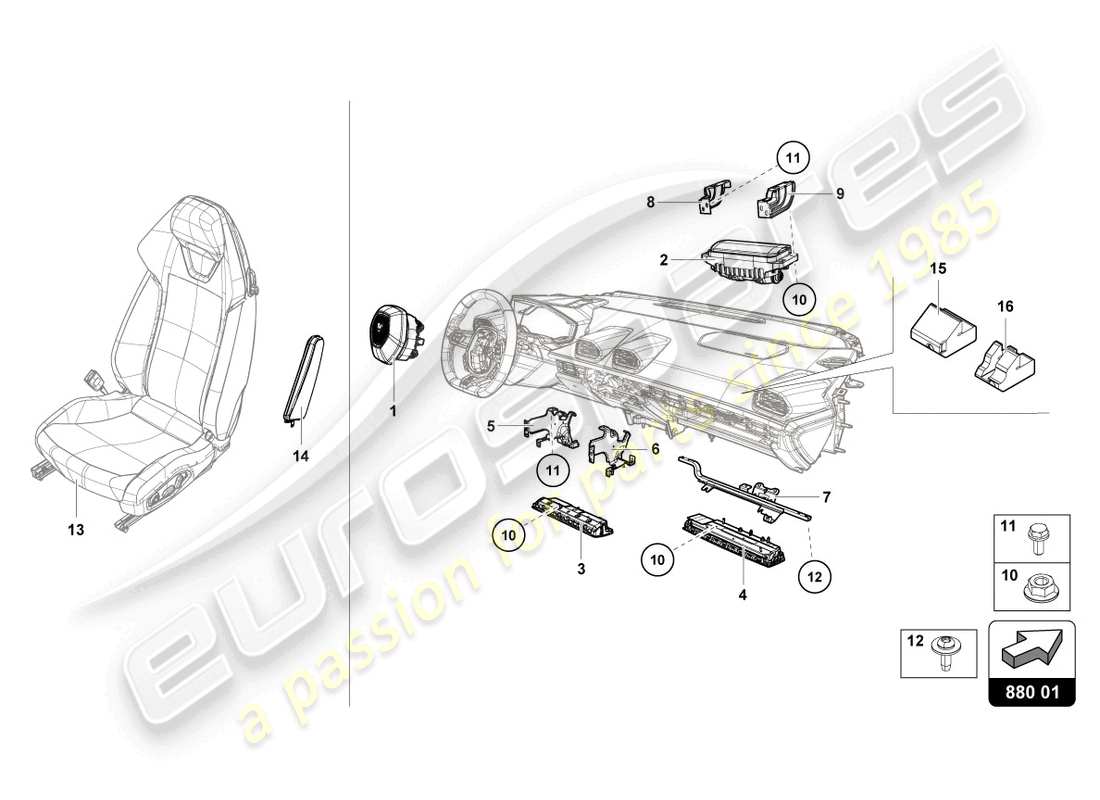 lamborghini 2023 (sterrato) airbag part diagram
