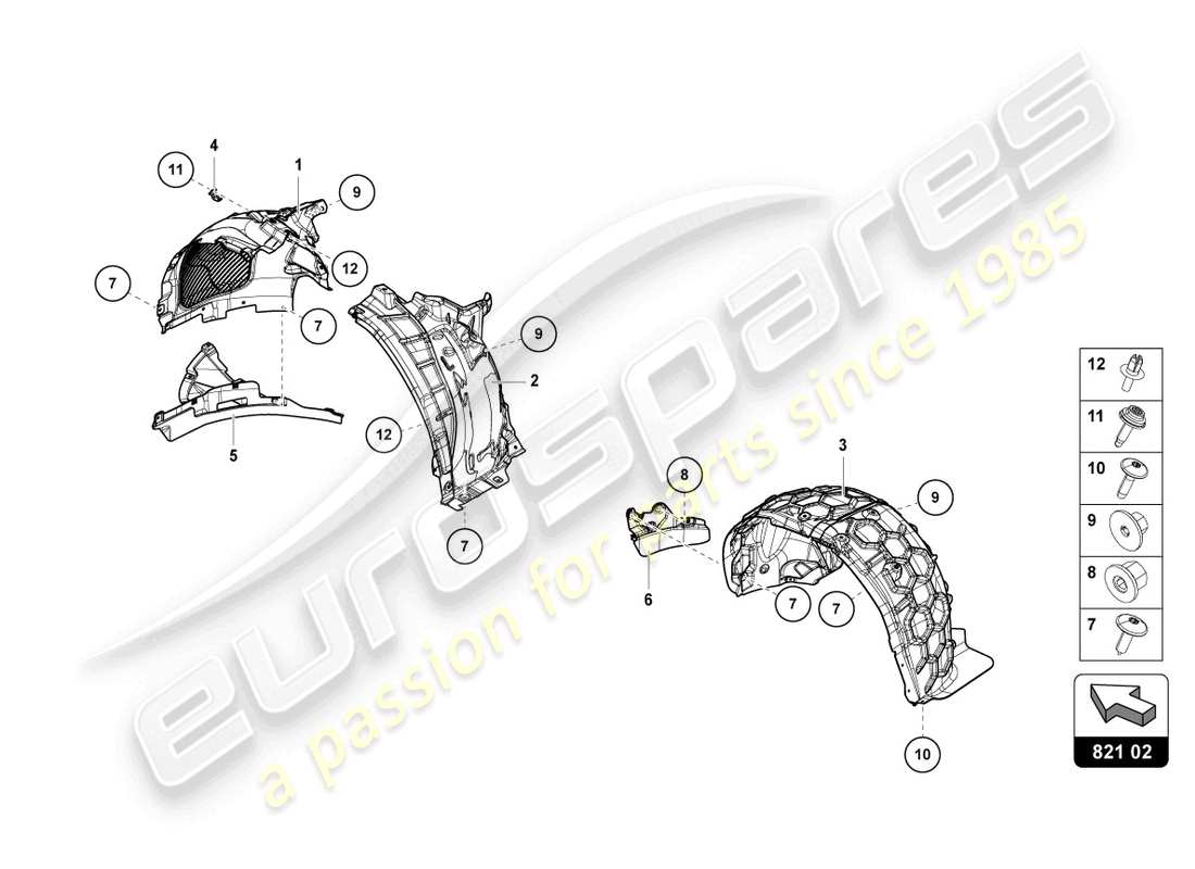 lamborghini urus (2022) wheel housing liner parts diagram