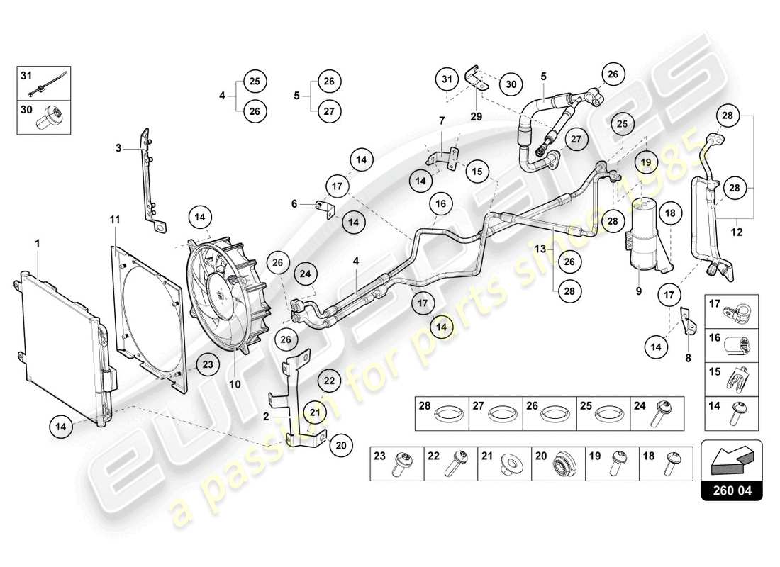 lamborghini 2022 (lp770-4 svj coupe) a/c condenser parts diagram