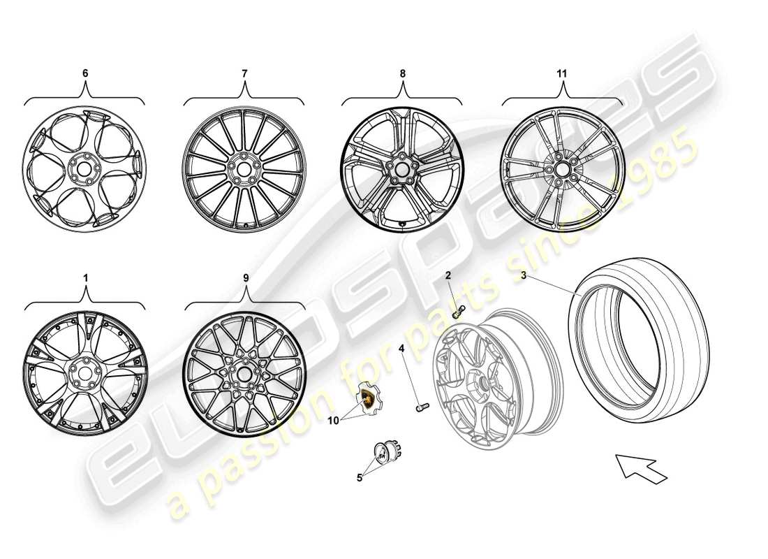 lamborghini lp570-4 spyder performante (2013) aluminium rim front part diagram