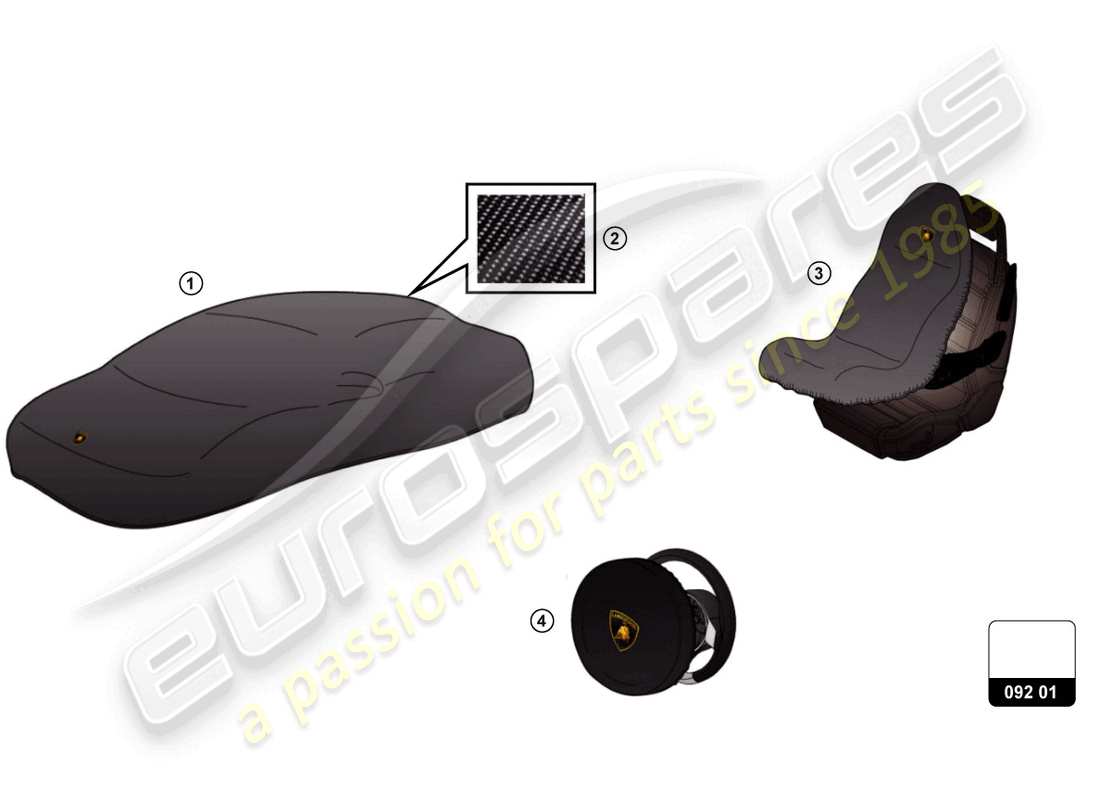 lamborghini accessories (aventador ultimae roadster) protection parts diagram