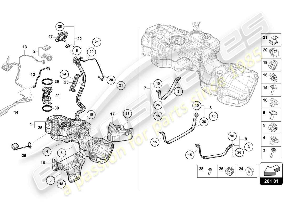 lamborghini urus performante (2024) fuel tank part diagram