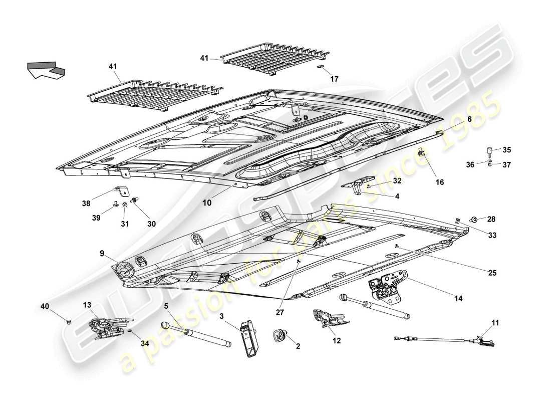 lamborghini superleggera (2008) rear lid part diagram