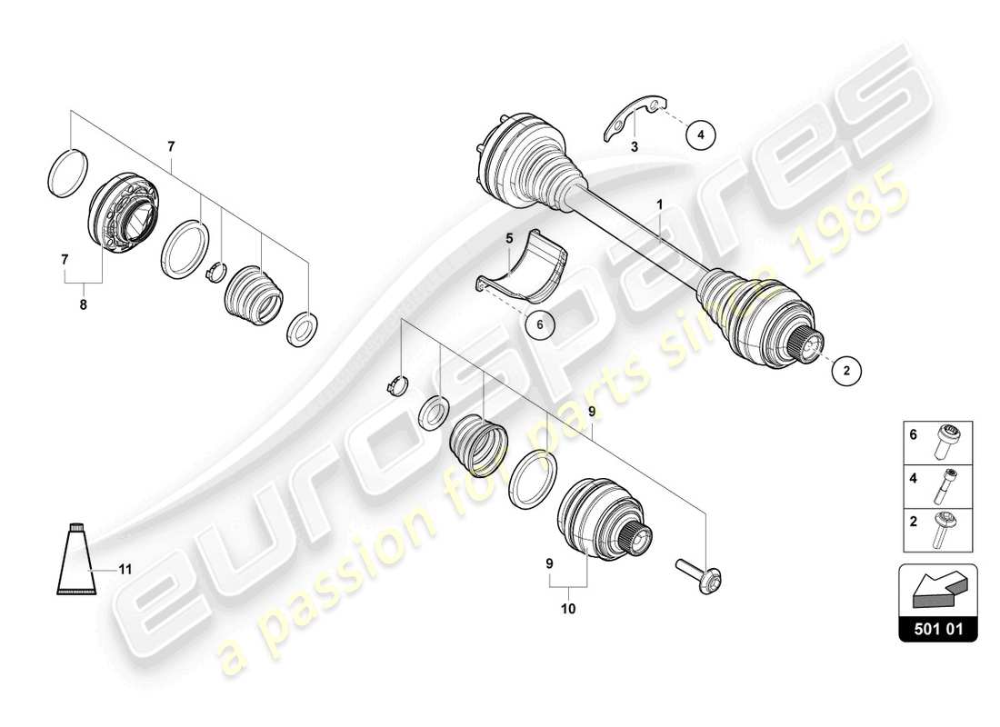 lamborghini urus s (2024) axle shaft parts diagram