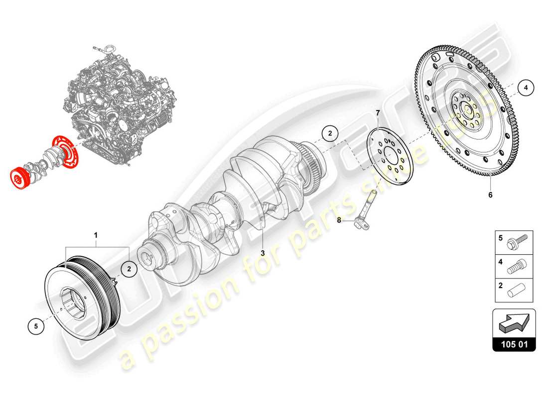 lamborghini urus s (2024) flywheel part diagram