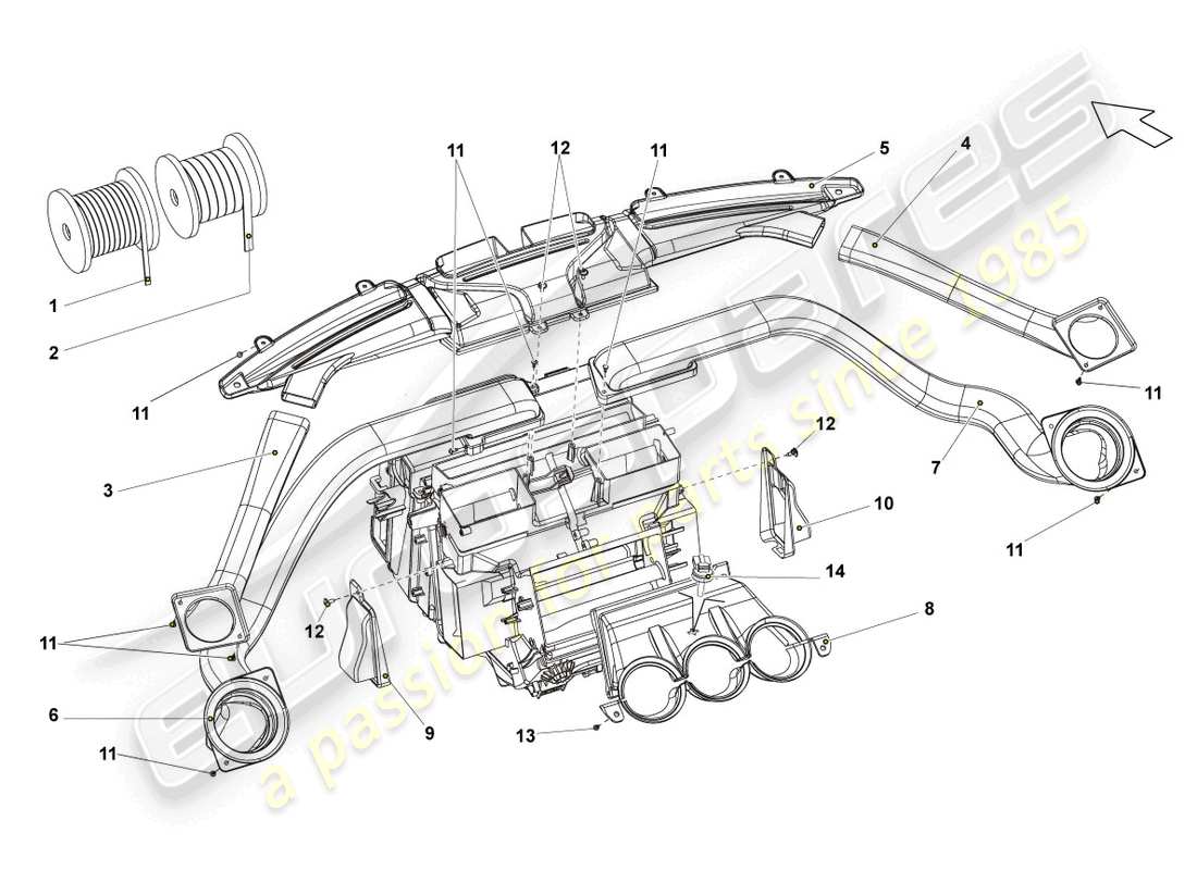 lamborghini lp550-2 spyder (2011) heating and ventilation system parts diagram