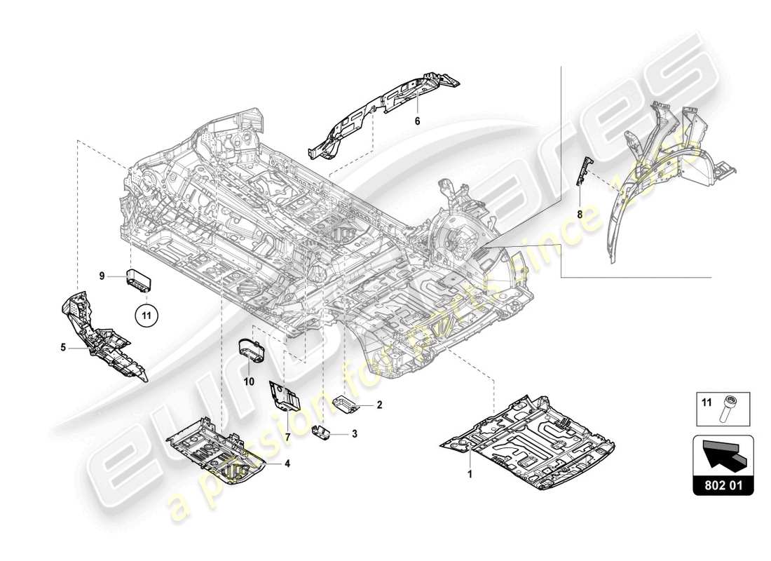 lamborghini urus s (2023) bottom plate part diagram