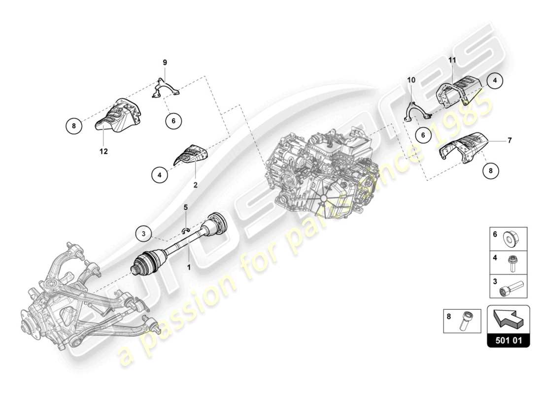 lamborghini 2023 (tecnica) axle shaft rear part diagram