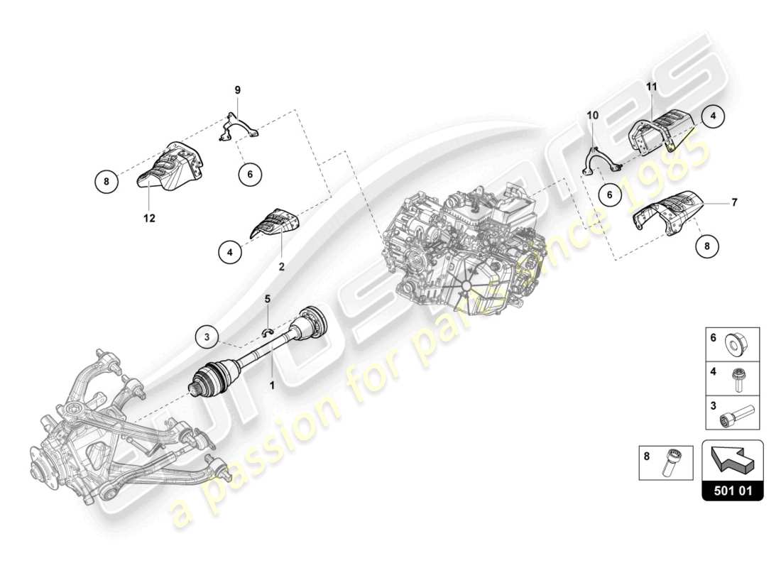 lamborghini tecnica (2023) axle shaft rear part diagram