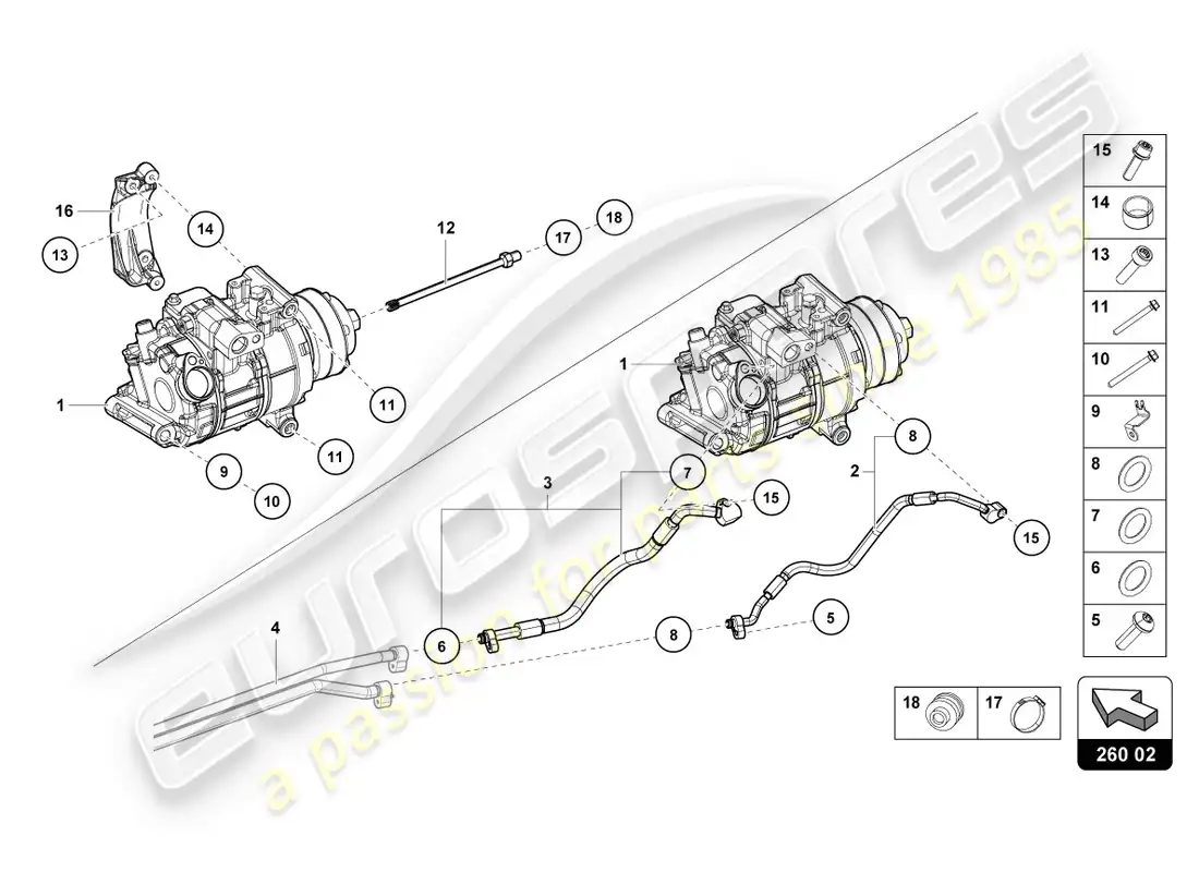 lamborghini lp580-2 coupe (2016) a/c compressor parts diagram
