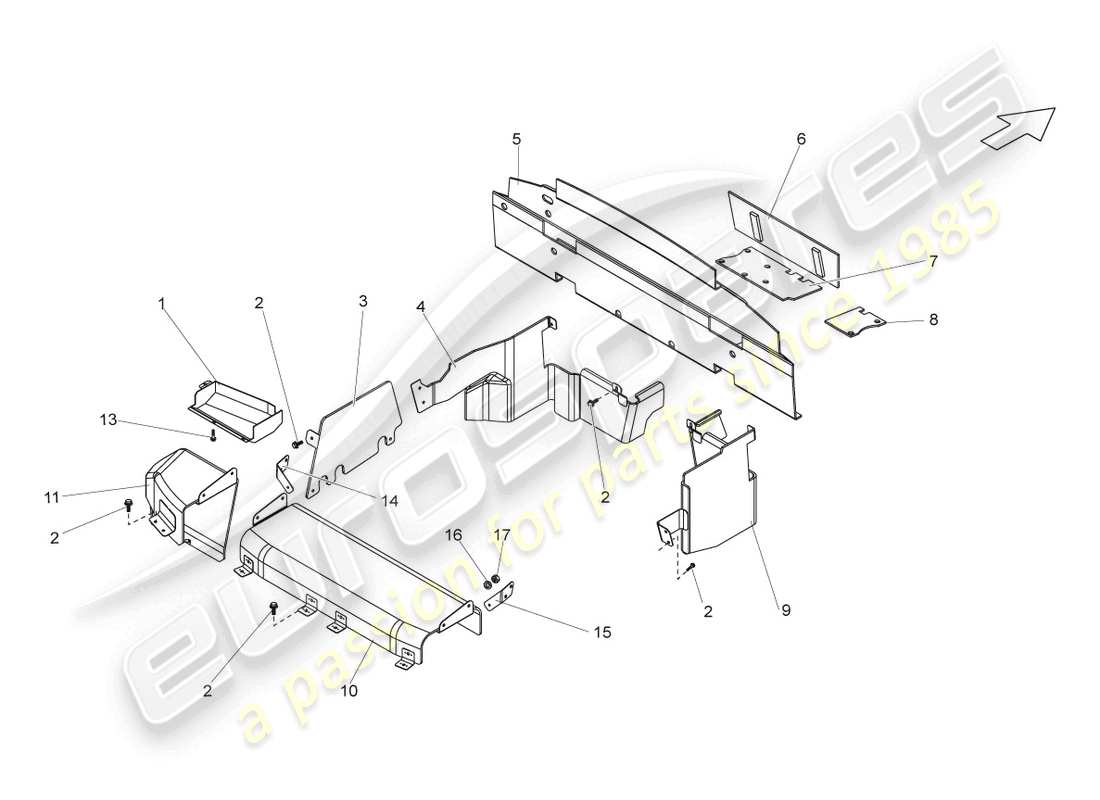 lamborghini superleggera (2008) cross panel with scuttle part diagram