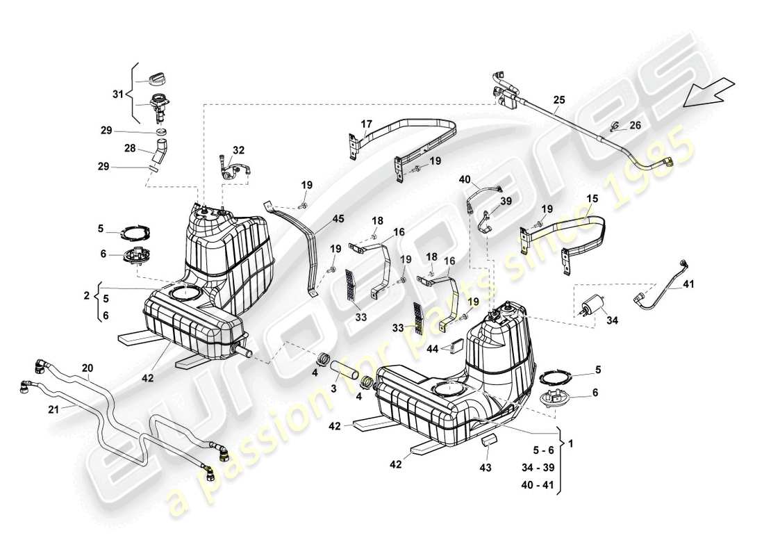 lamborghini lp560-4 coupe fl ii (2014) fuel tank with attachments part diagram