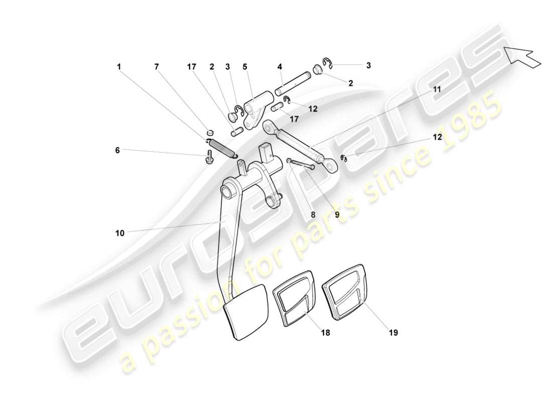 lamborghini superleggera (2008) brake pedal part diagram