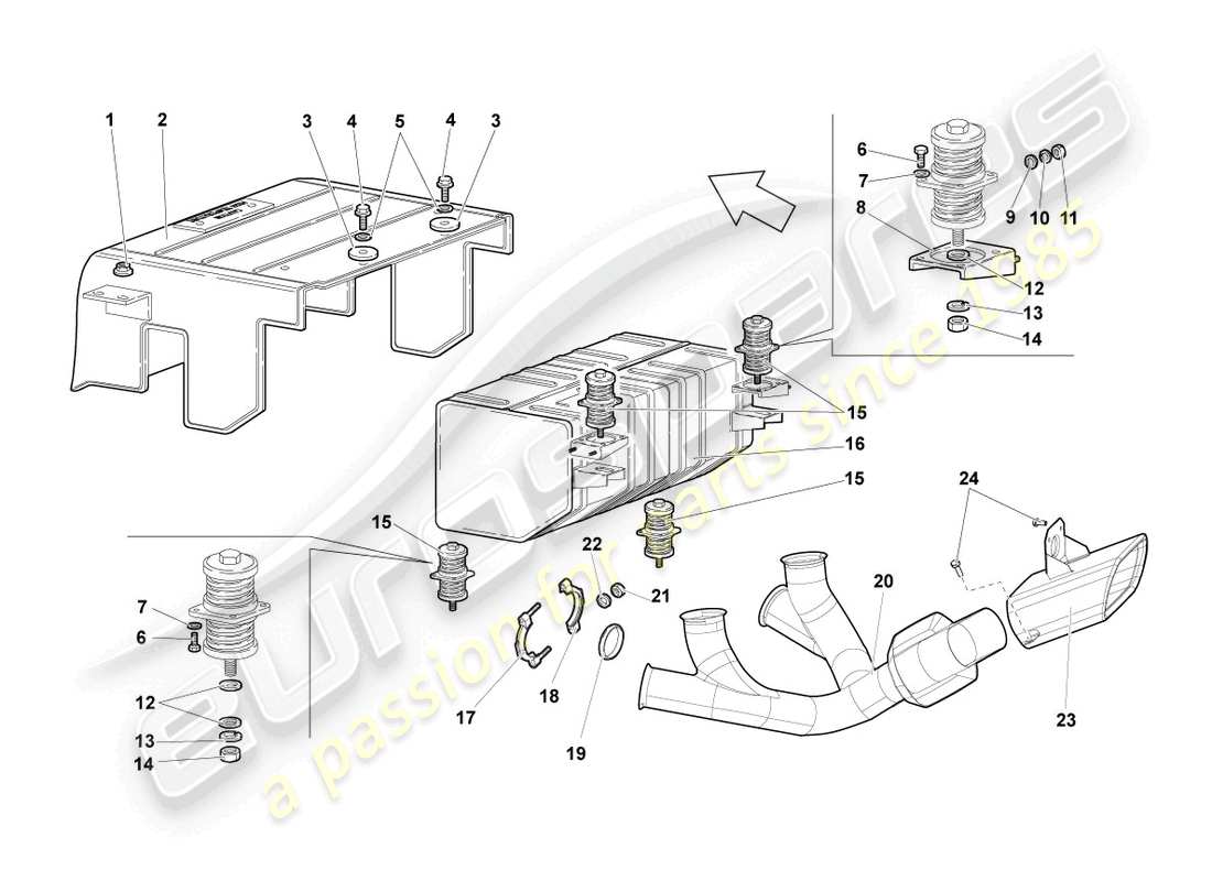 lamborghini reventon rear silencer part diagram