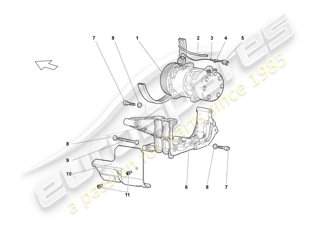 lamborghini lp640 roadster (2008) a/c compressor part diagram