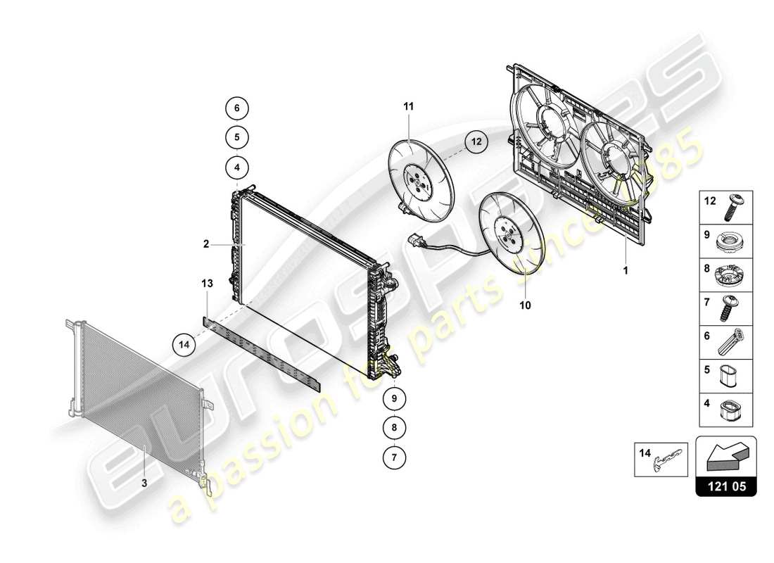 lamborghini urus (2020) radiator fan part diagram