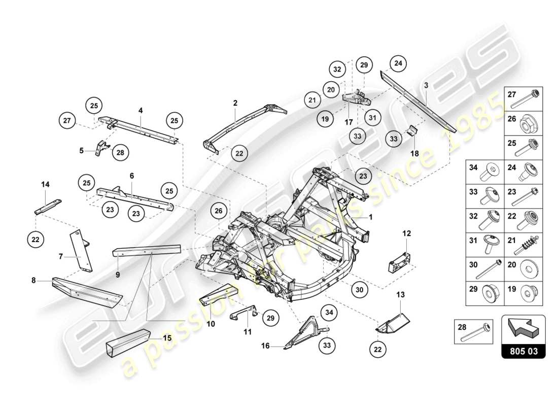 lamborghini 2022 (sto) chassis rear, inner part diagram