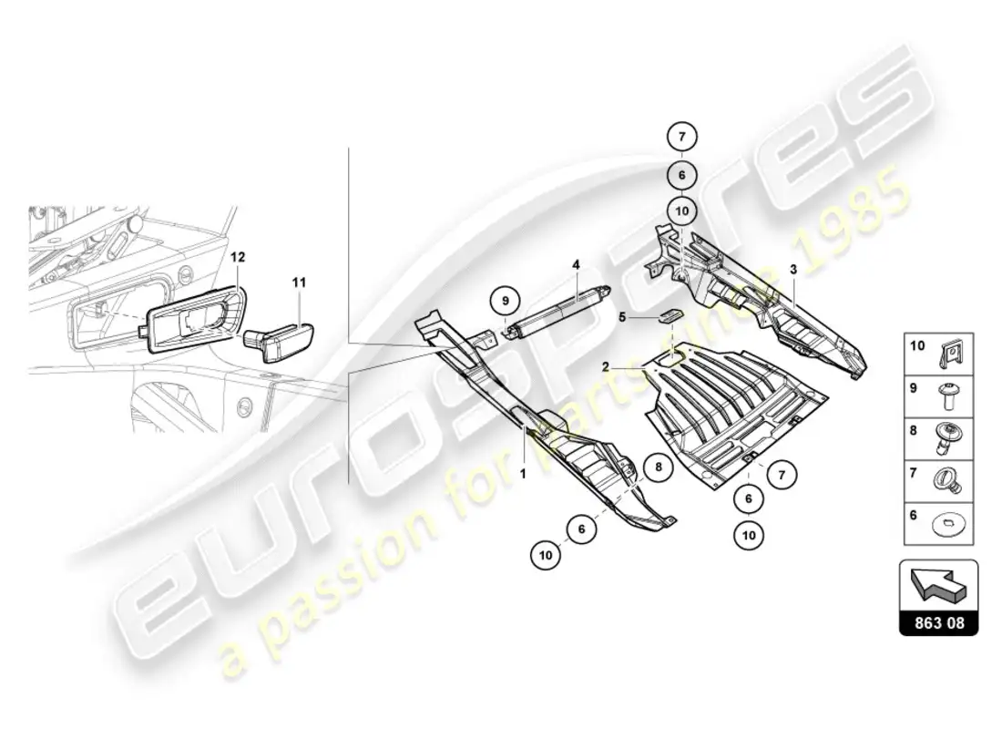 lamborghini lp610-4 coupe (2018) engine cover parts diagram