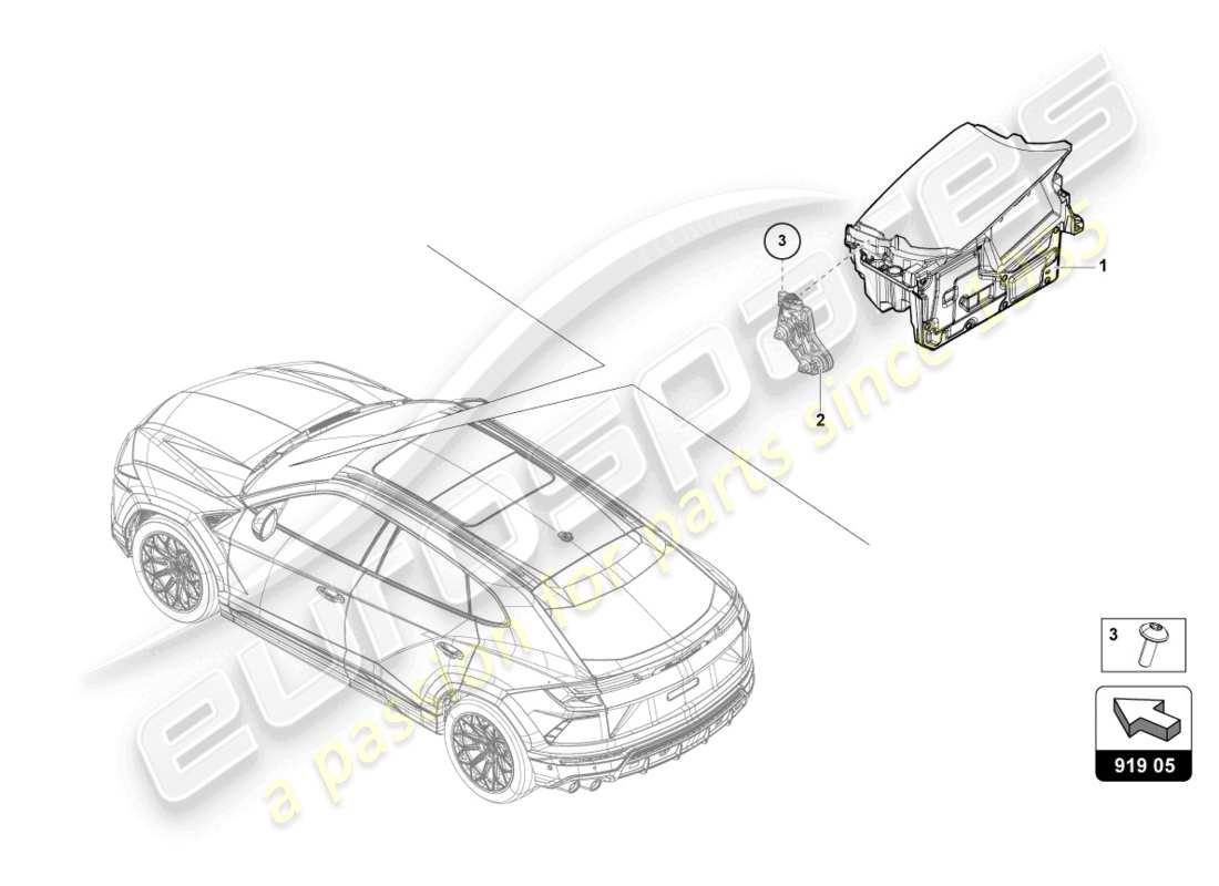 lamborghini urus (2020) control unit for wind- screen projection (head-up-display) parts diagram