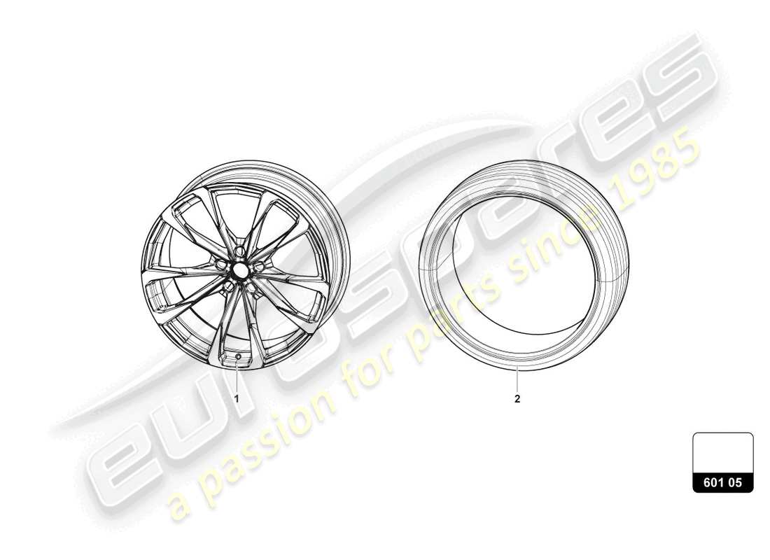 lamborghini urus (2020) wheels/tyres 23 parts diagram