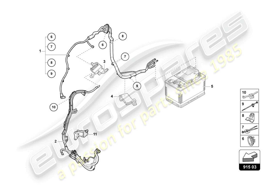 lamborghini urus (2022) wiring set for battery +/- parts diagram