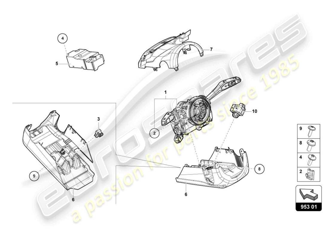 lamborghini urus (2022) steering col. combi switch parts diagram