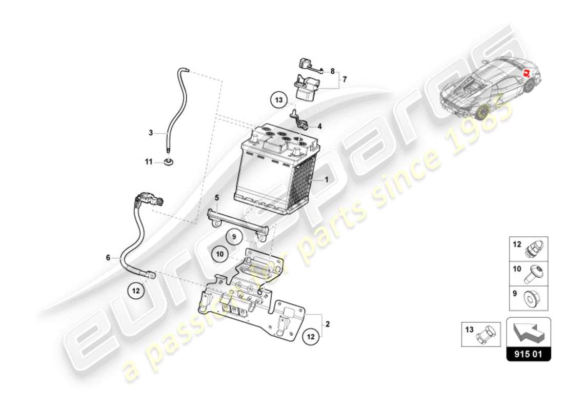 lamborghini revuelto coupe (2024) battery 12v part diagram