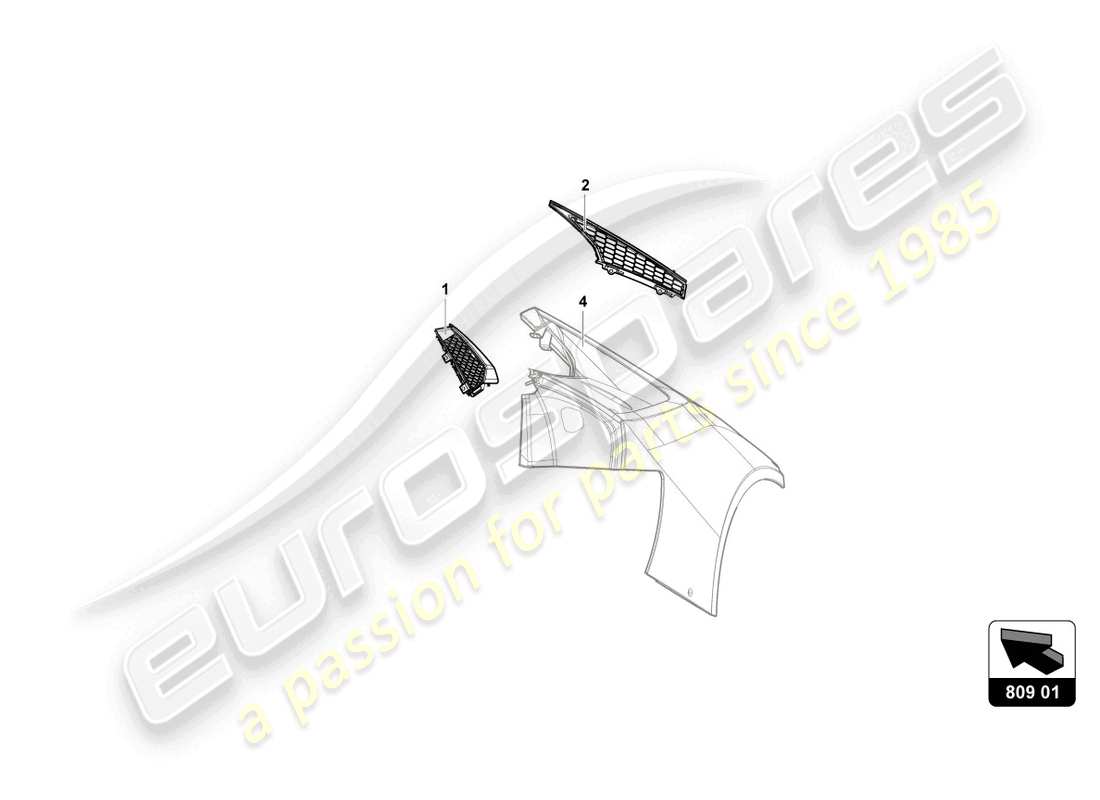lamborghini super trofeo (2015) air intake grill part diagram