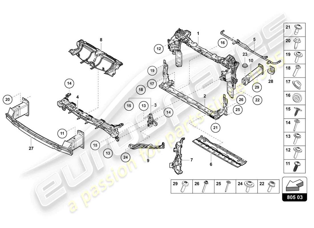 lamborghini urus (2022) support for coolant radiator parts diagram