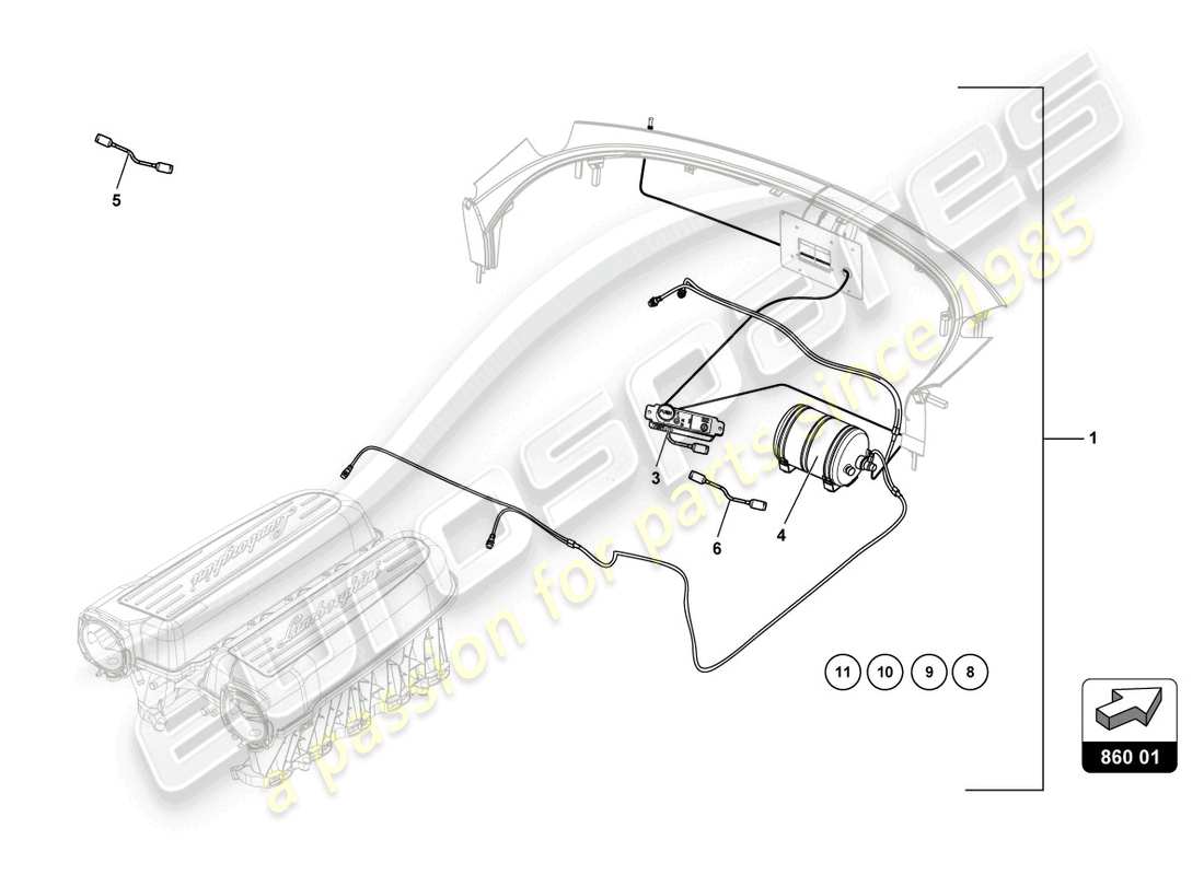 lamborghini super trofeo (2015) fire extinguisher part diagram