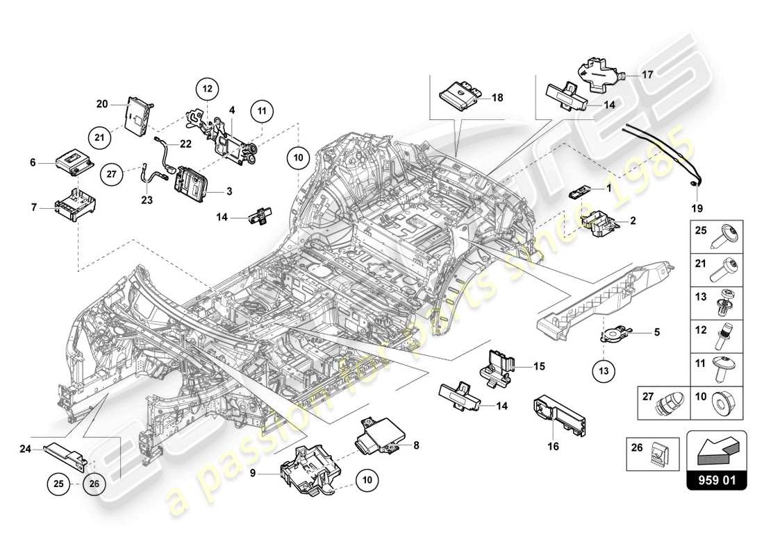 lamborghini urus (2022) control unit for tailgate parts diagram