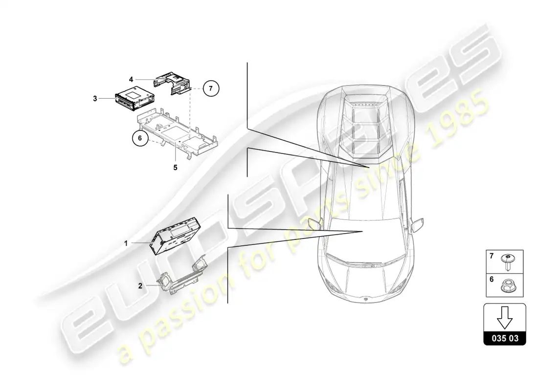 lamborghini lp580-2 spyder (2019) radio navigation unit parts diagram