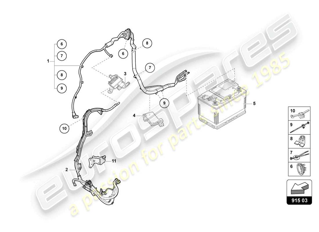 lamborghini urus (2021) wiring set for battery +/- parts diagram