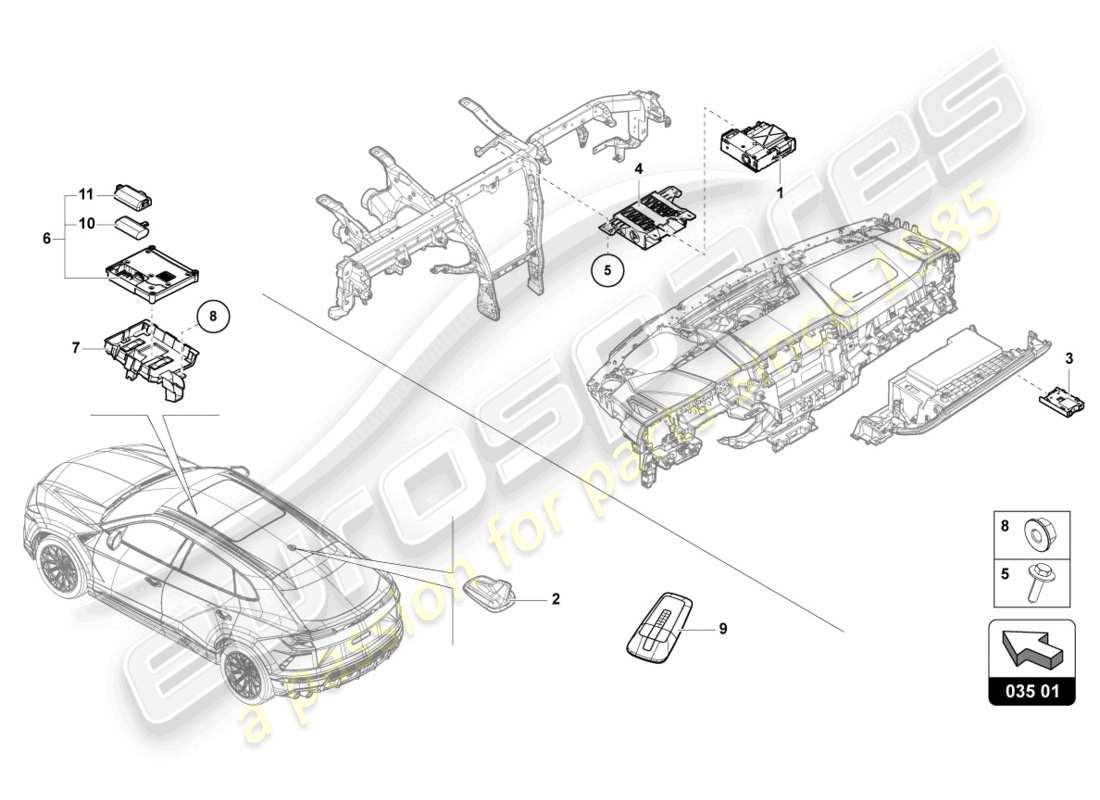 lamborghini urus (2020) control unit for infor- mation electronics part diagram