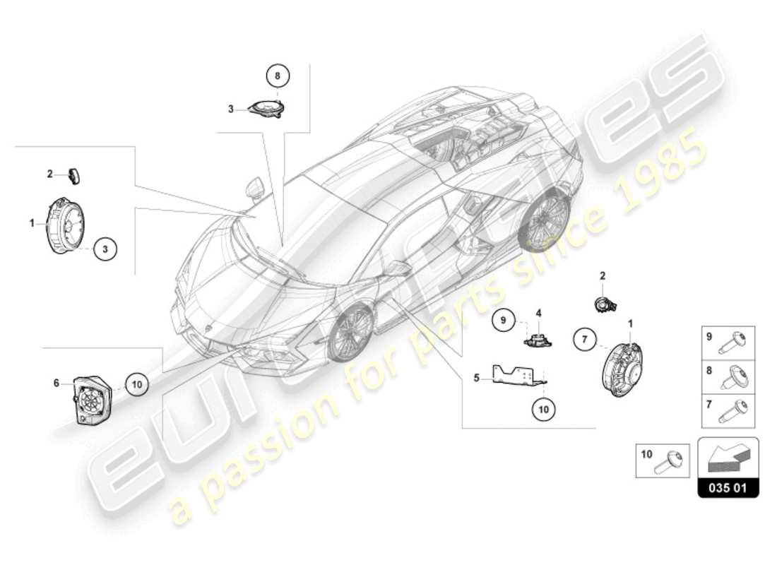 lamborghini revuelto coupe (2024) loudspeaker part diagram